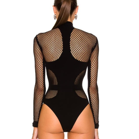 The Attico Black Mesh Bodysuit - Picture 3 of 7